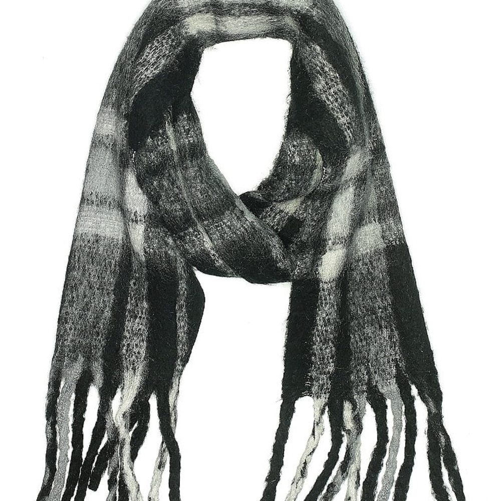 Steve Madden Charcoal and White Checkered Scarf